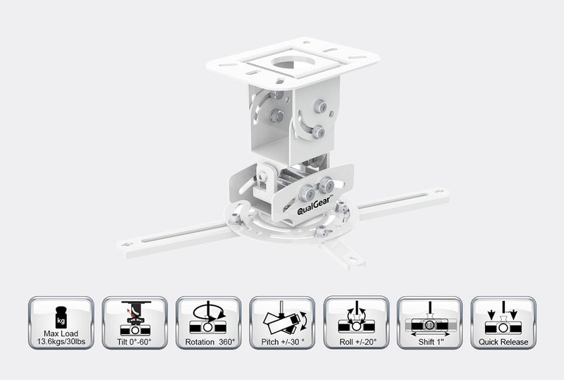 QualGear PRB-717-Wht Ceiling Mount Projector Accessory - Image 5